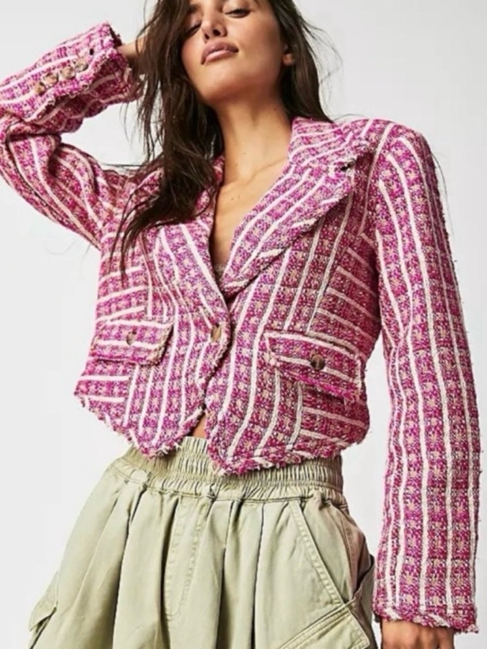 FREE PEOPLE | Caccius Pink Tweed Blazer/jacket